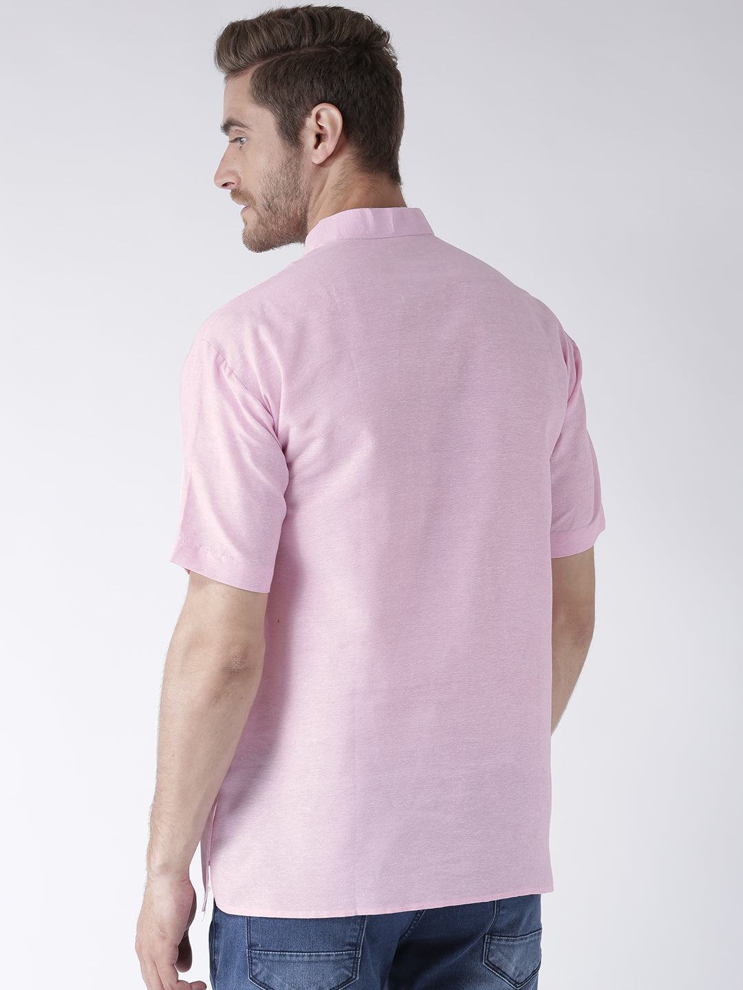 RIAG Men's Pink Cotton Short Ethnic Kurta