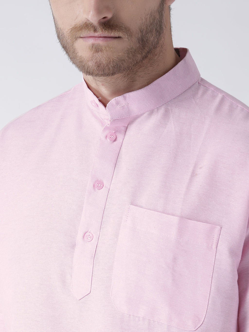 RIAG Men's Pink Cotton Short Ethnic Kurta