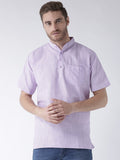 RIAG Men's Purple Cotton Short Ethnic Kurta