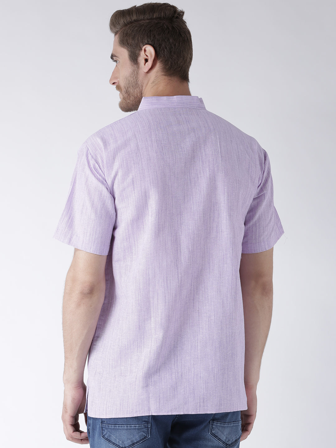 RIAG Men's Purple Cotton Short Ethnic Kurta