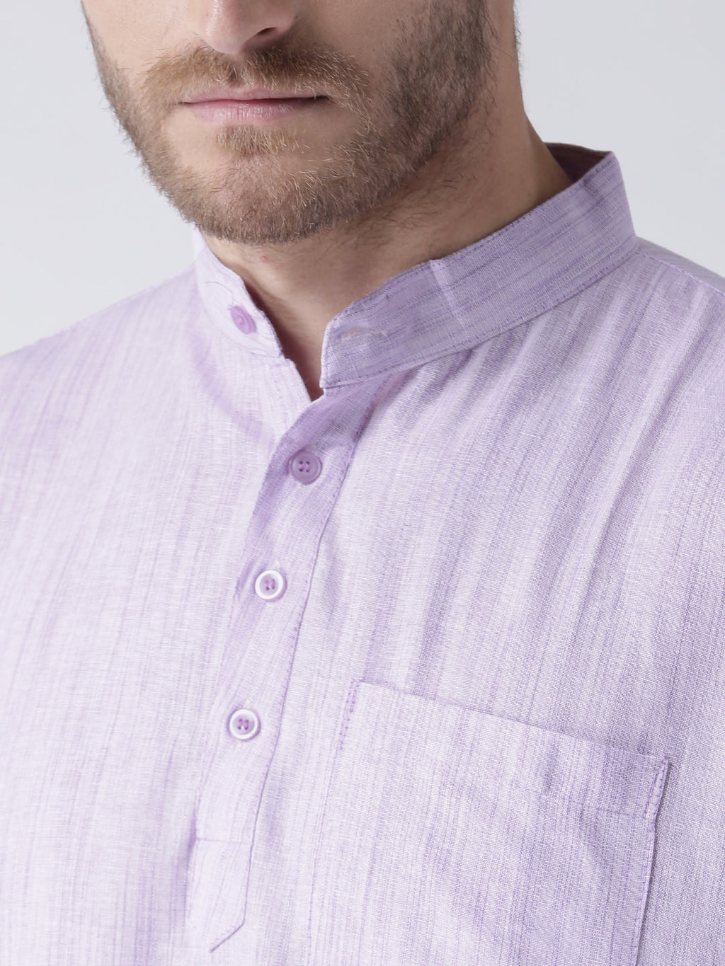 RIAG Men's Purple Cotton Short Ethnic Kurta