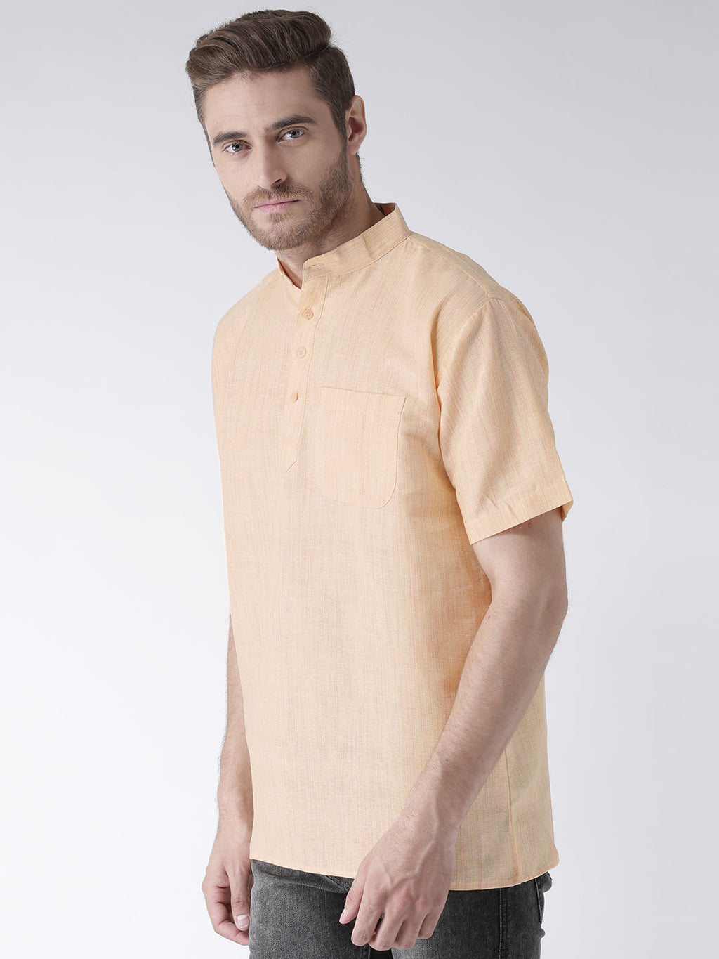 RIAG Men's Beige Cotton Short Ethnic Kurta