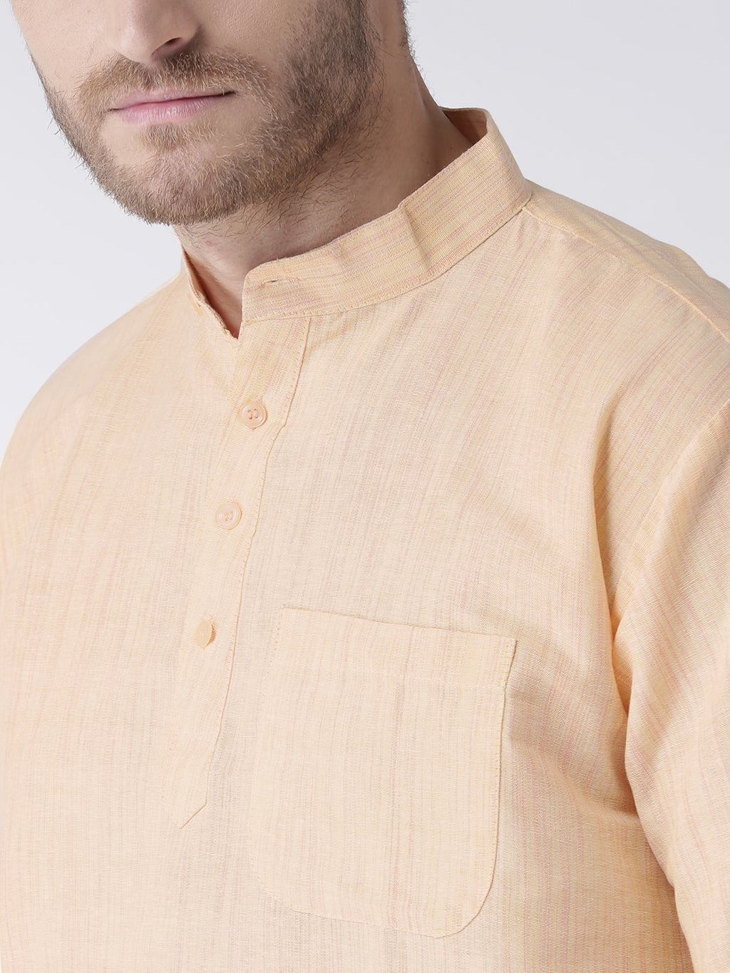 RIAG Men's Beige Cotton Short Ethnic Kurta