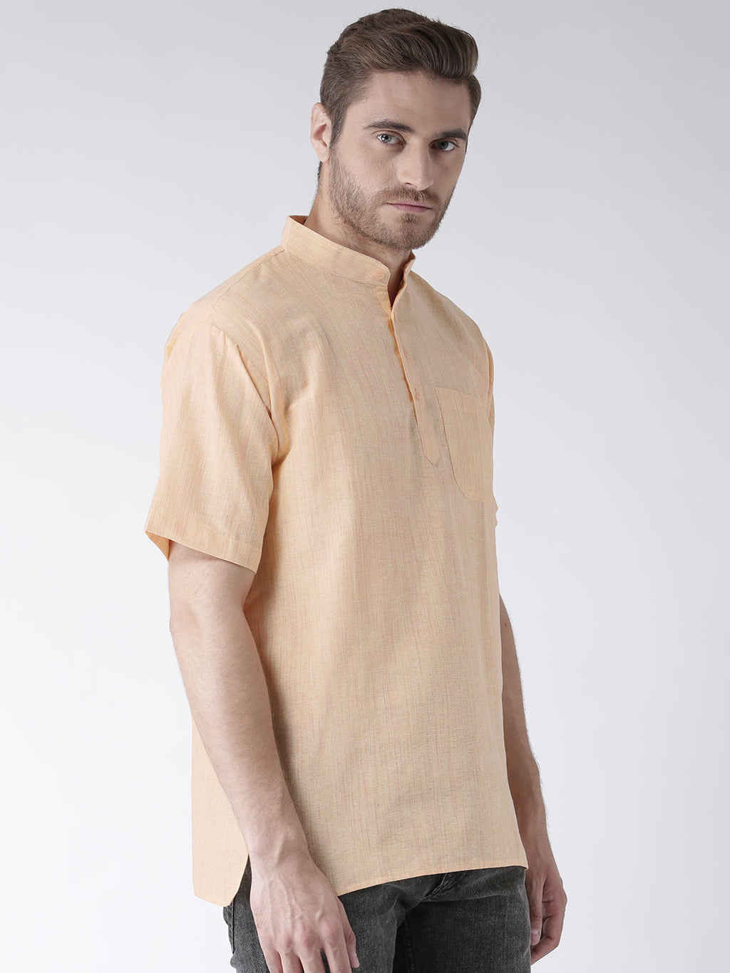 RIAG Men's Beige Cotton Short Ethnic Kurta