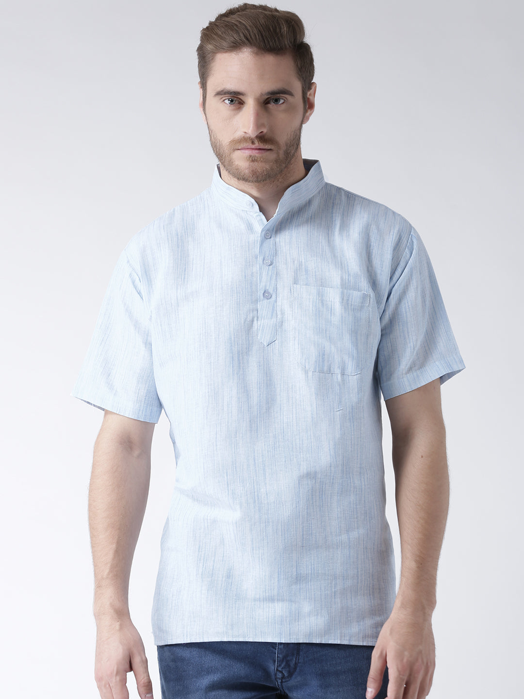 RIAG Men's Blue Cotton Short Ethnic Kurta