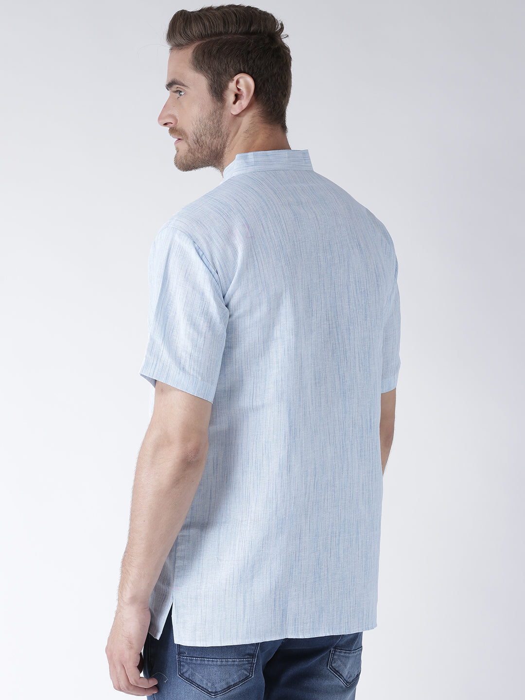 RIAG Men's Blue Cotton Short Ethnic Kurta