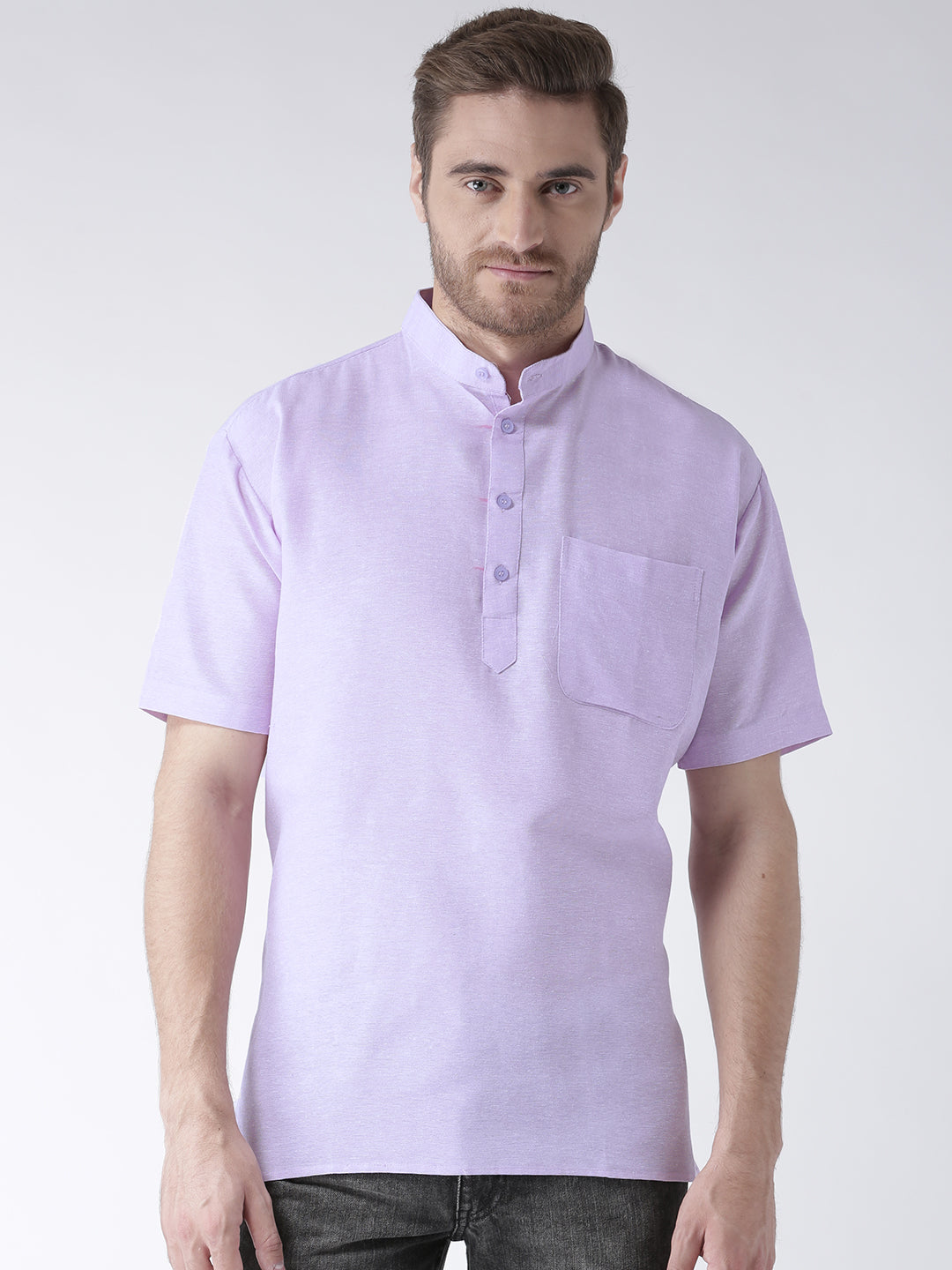 RIAG Men's Purple Cotton Short Ethnic Kurta