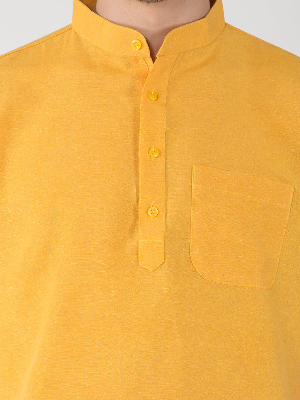 RIAG Men's Yellow Cotton Short Ethnic Kurta