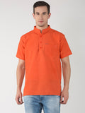 RIAG Men's Orange Cotton Short Ethnic Kurta