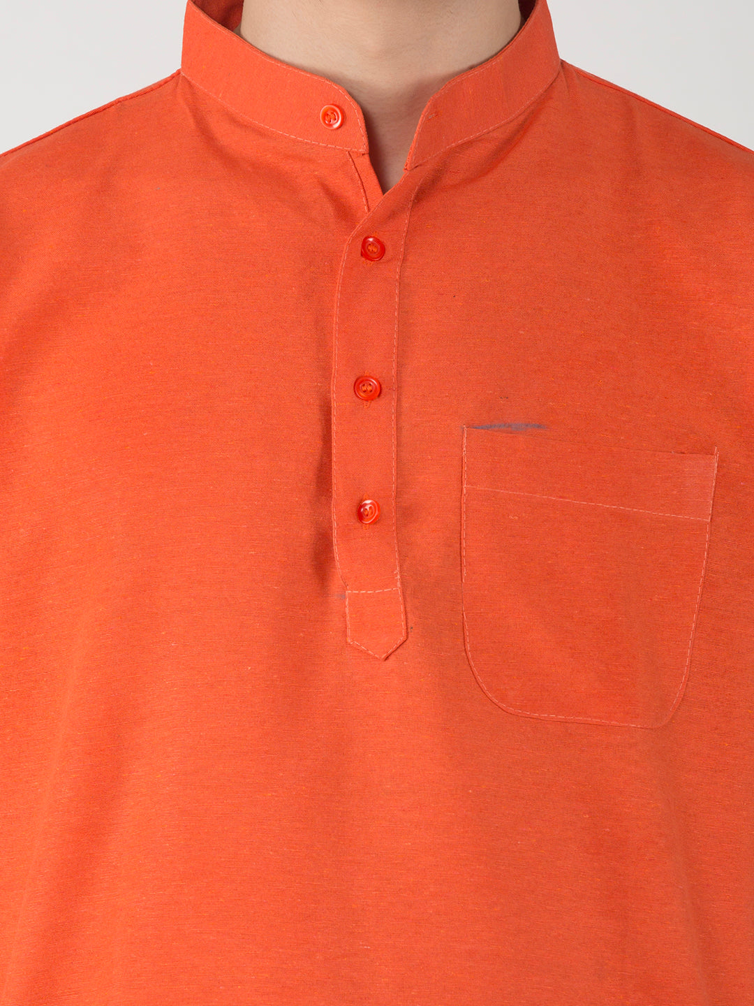 RIAG Men's Orange Cotton Short Ethnic Kurta