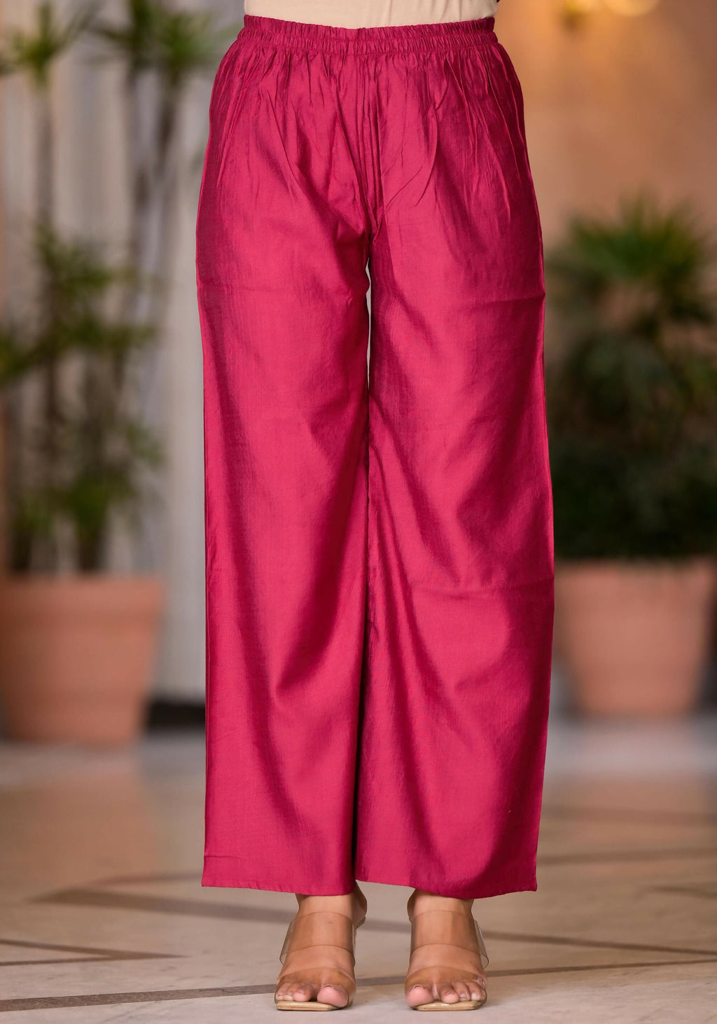 Juniper Women's Fuchsia Zari Embroidered Cotton Kurta Set With Button Closure