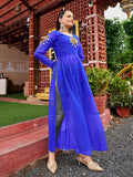 Prazu Fashion Blue Georgette Bandhani Print Work With Kutchi Patch-Work Navaratri Kurti
