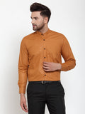 Jainish Rust Men's Cotton Solid Mandarin Collar Formal Shirts ( SF 726Rust )