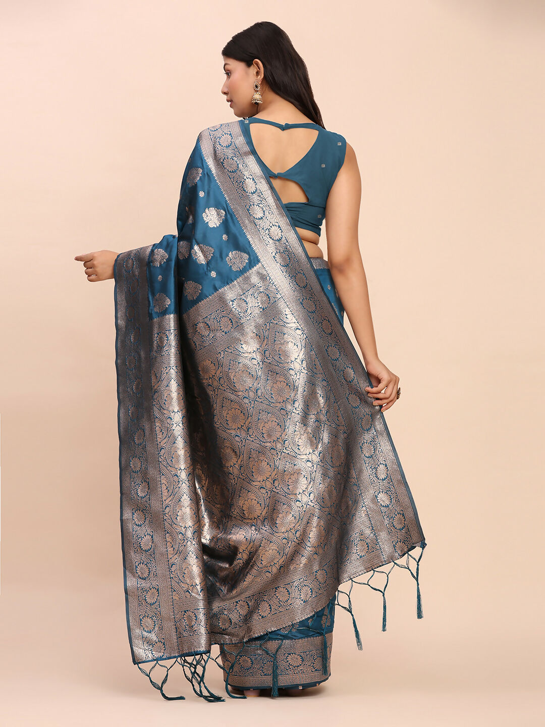 Shree Shyam Fashion Banarasi Silk Teal Blue Saree