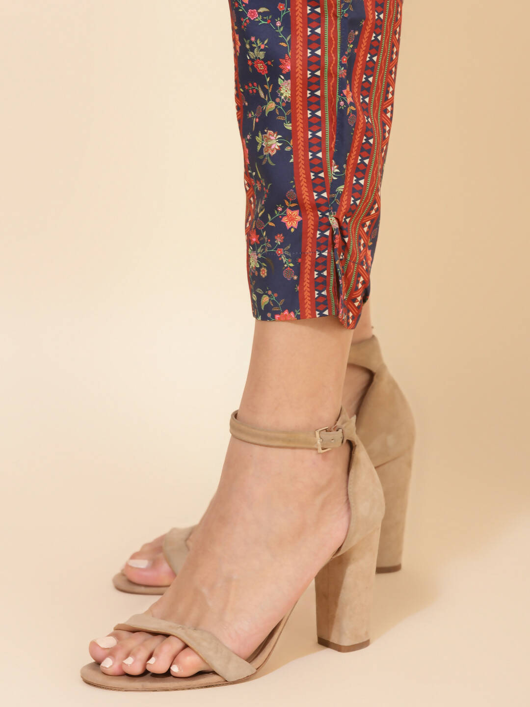 Janasya Women's Blue Crepe Digital Floral Printed Festive A-line Co-ords