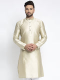 Jompers Men Beige & White Woven Design Kurta Only
