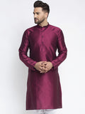 Jompers Men Purple & White Woven Design Kurta Only