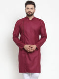 Jompers Men's Maroon Solid Kurta Only