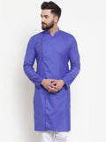 Jompers Men Royal-Blue Solid Kurta Only