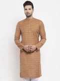 Jompers Men Brown Self Design Kurta Only