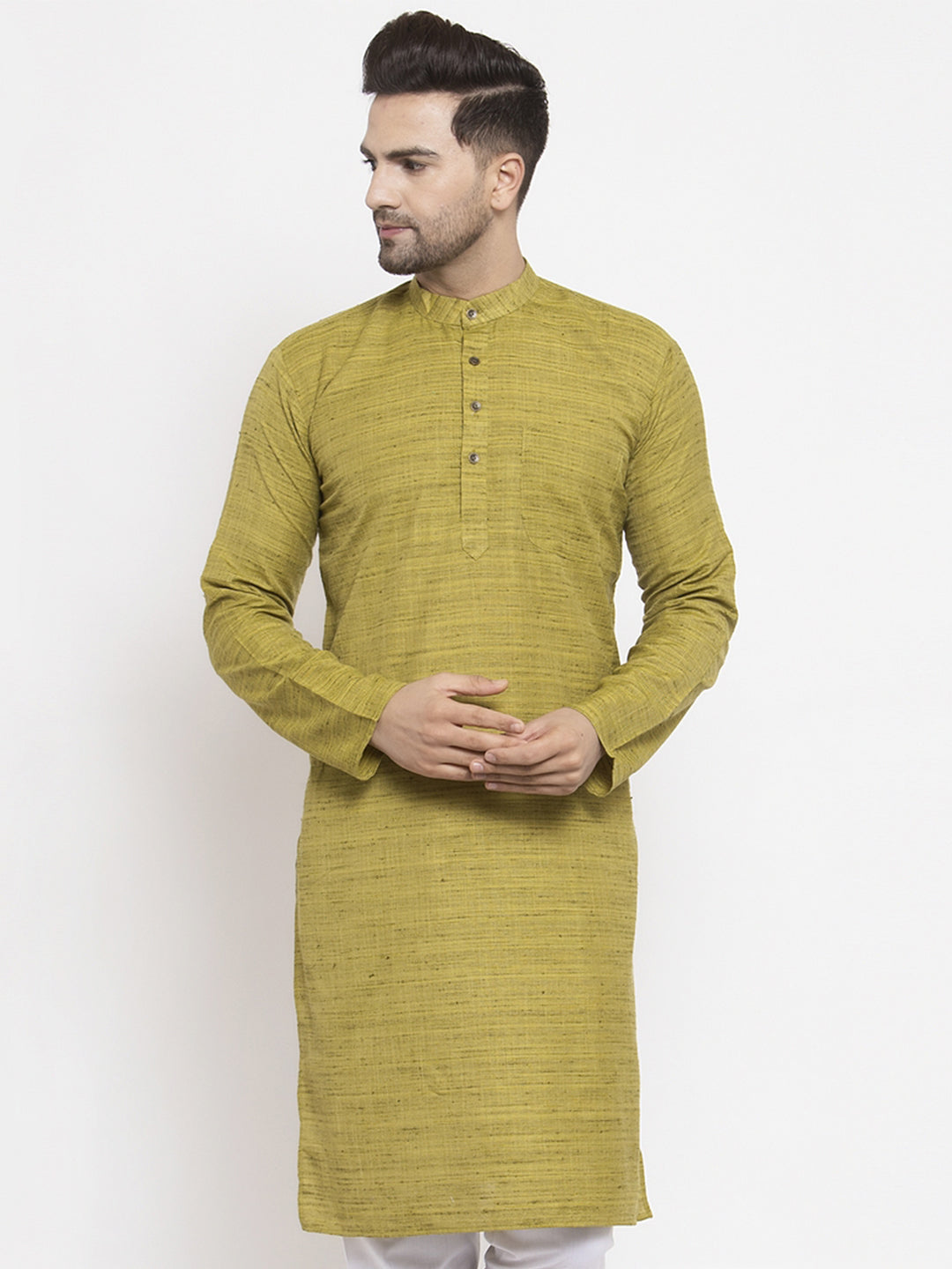 Jompers Men Green Self Design Kurta Only