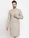 Jompers Men's Grey Self Design Kurta Only