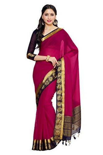 Mimosa Women's Dark Pink Banarasi Chiffon Saree