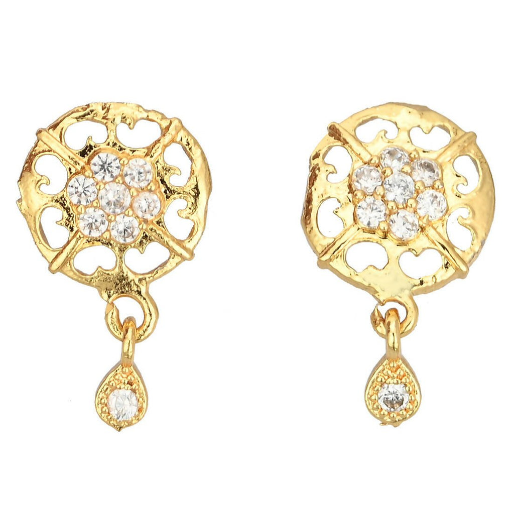 AanyaCentric Gold-Polished Mangalsutra with Pendant, 2 Pair Earrings