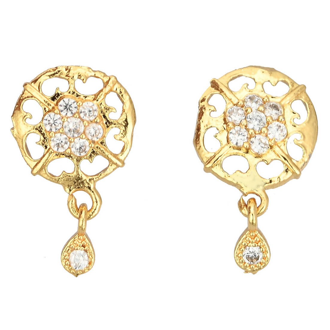AanyaCentric Gold-Polished Mangalsutra with Pendant, 2 Pair Earrings