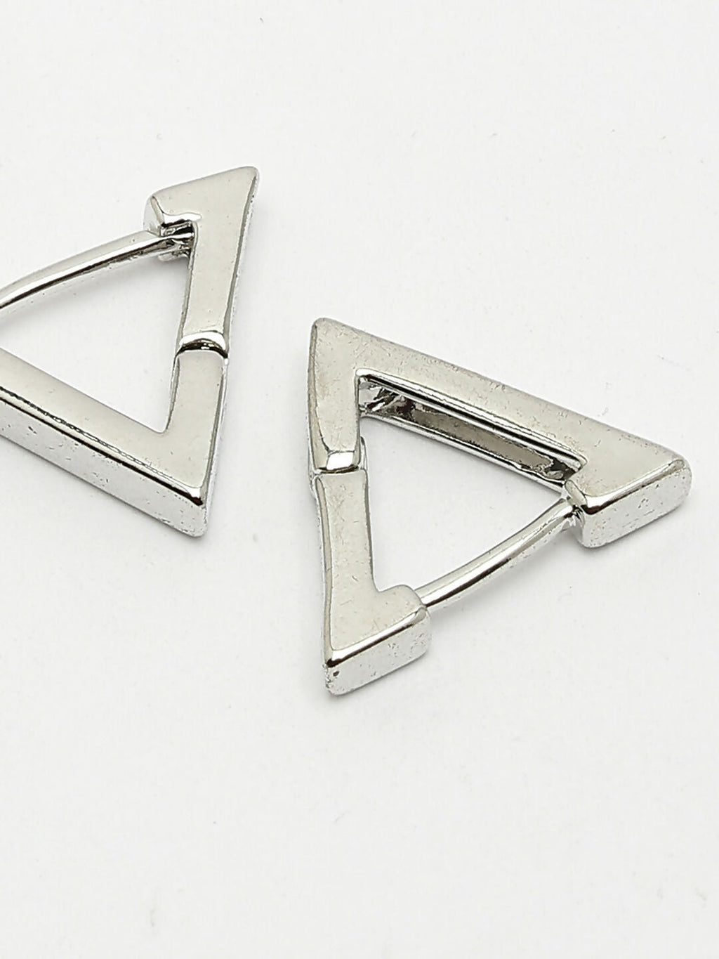 NVR Men's Silver-Plated Geometric Shape Stainless Steel Studs Earring