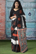 Exclusive Collection Black Multi Beautiful Mulmul Cotton Saree