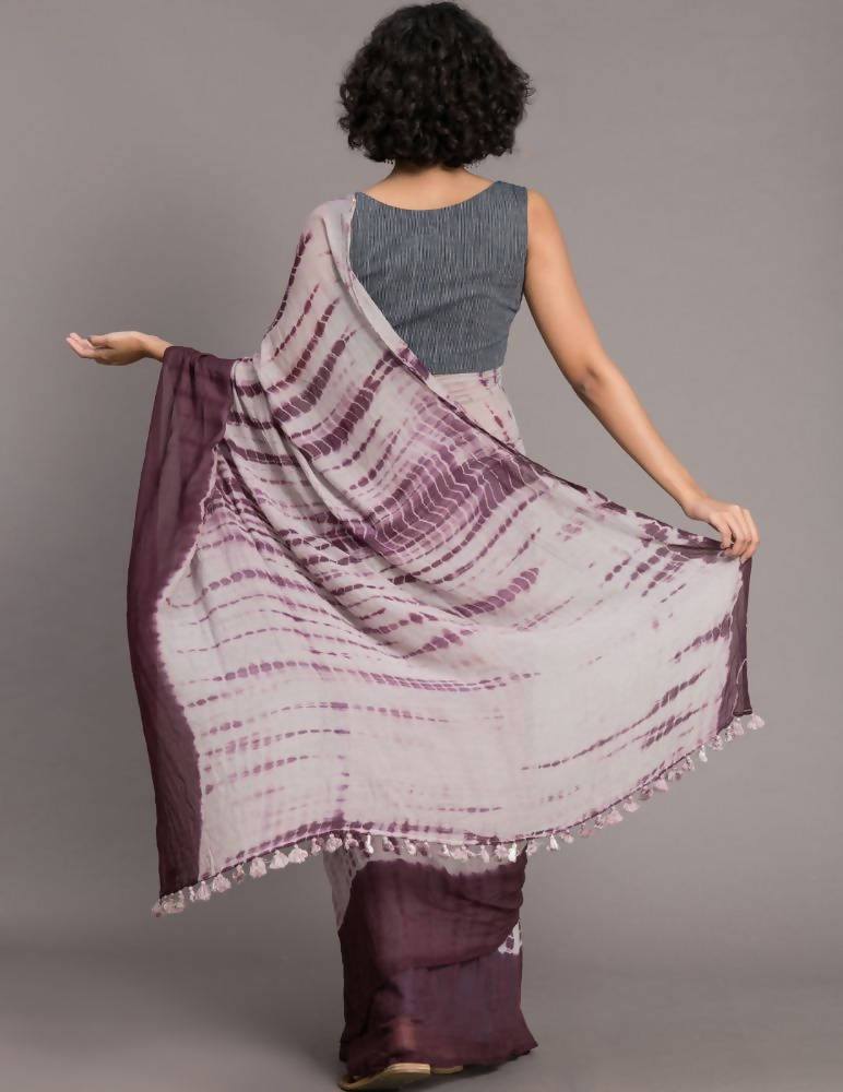 Suta Mauve Burgundy Tie and Dye Saree