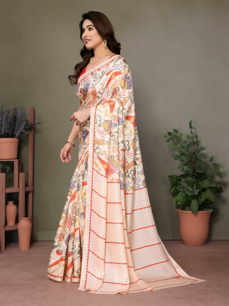 Designer Partywear Off White Khadi Fancy Saree - Kanak