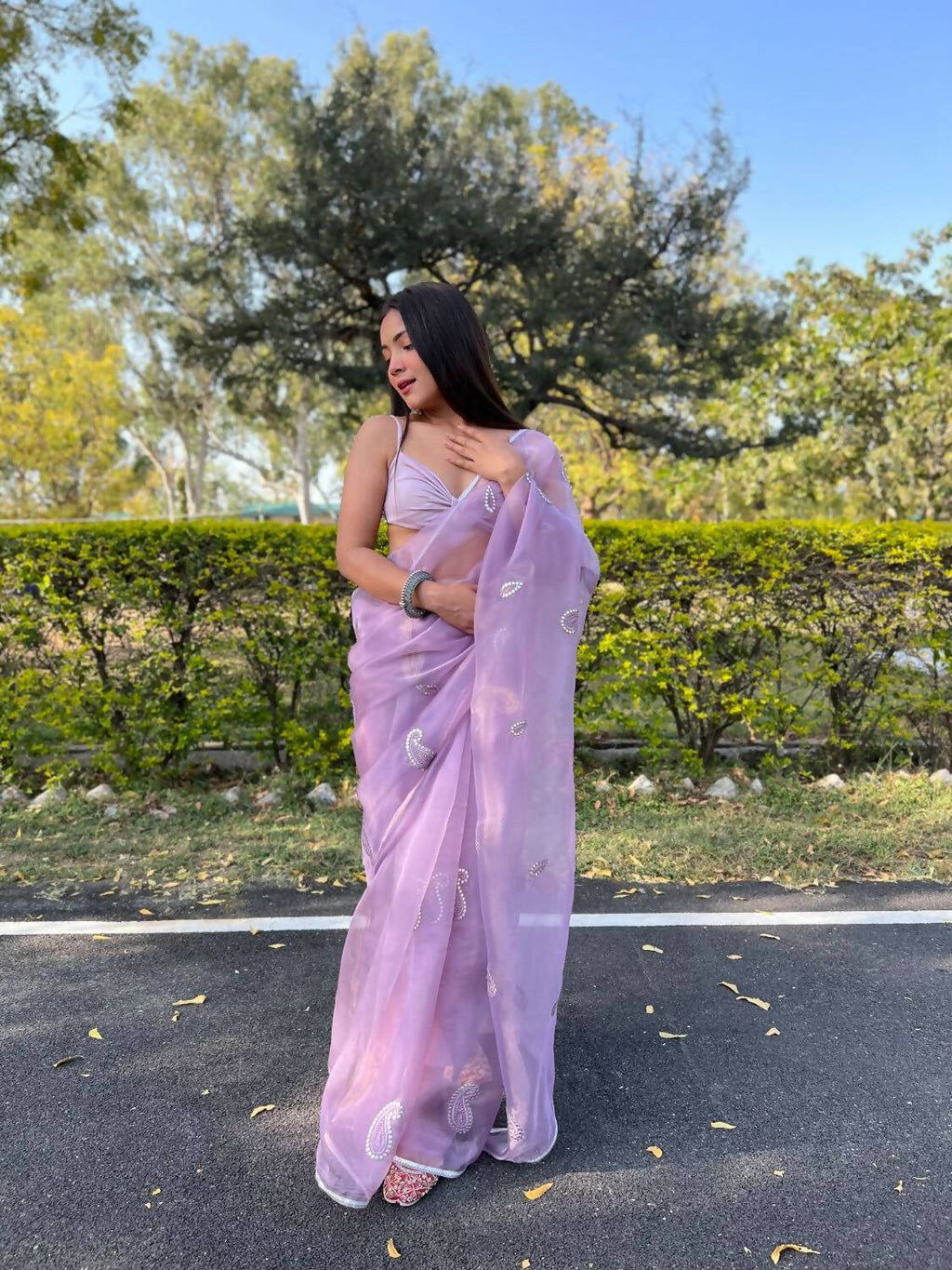 Vamsee Purple Organza Saree