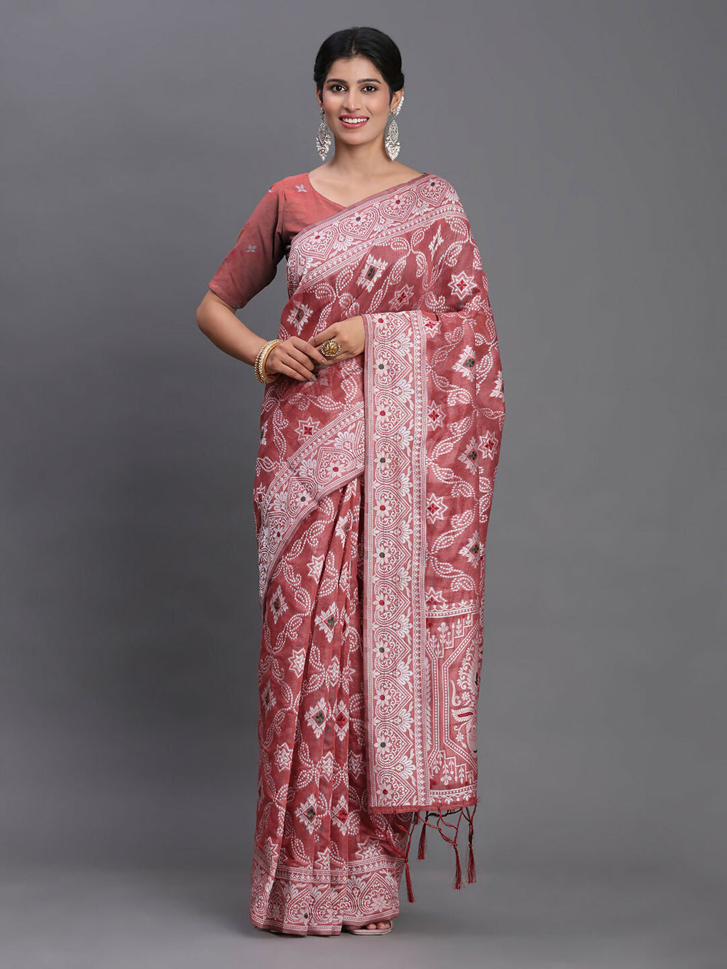 Shree Shyam Fashion Linen Cotton Peach Saree