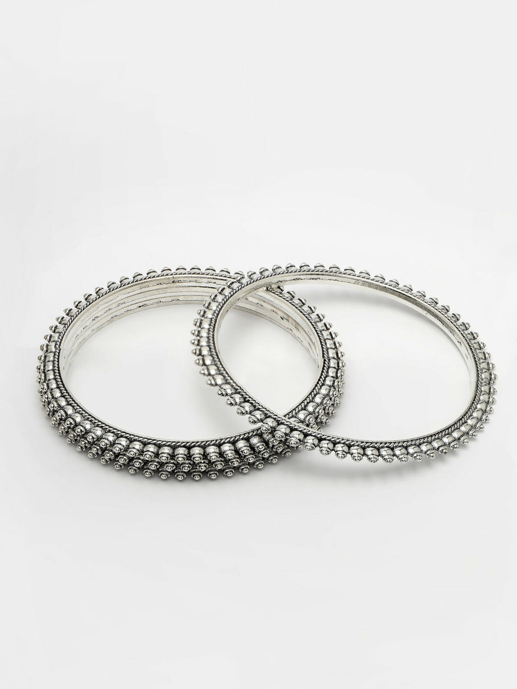 NVR Women's Set of 4 Silver-Toned German Silver Oxidised Bangles