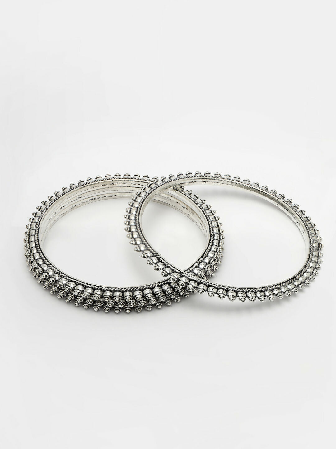 NVR Women's Set of 4 Silver-Toned German Silver Oxidised Bangles