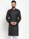 Jompers Men Black Solid Mandarin Collar Kurta Only