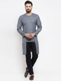 Jompers Men Grey Solid high-low Kurta