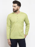 Jompers Men Green Solid Straight Short Kurta
