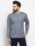 Jompers Men Grey Solid Straight Short Kurta