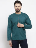 Jompers Men Teal Solid Straight Short Kurta