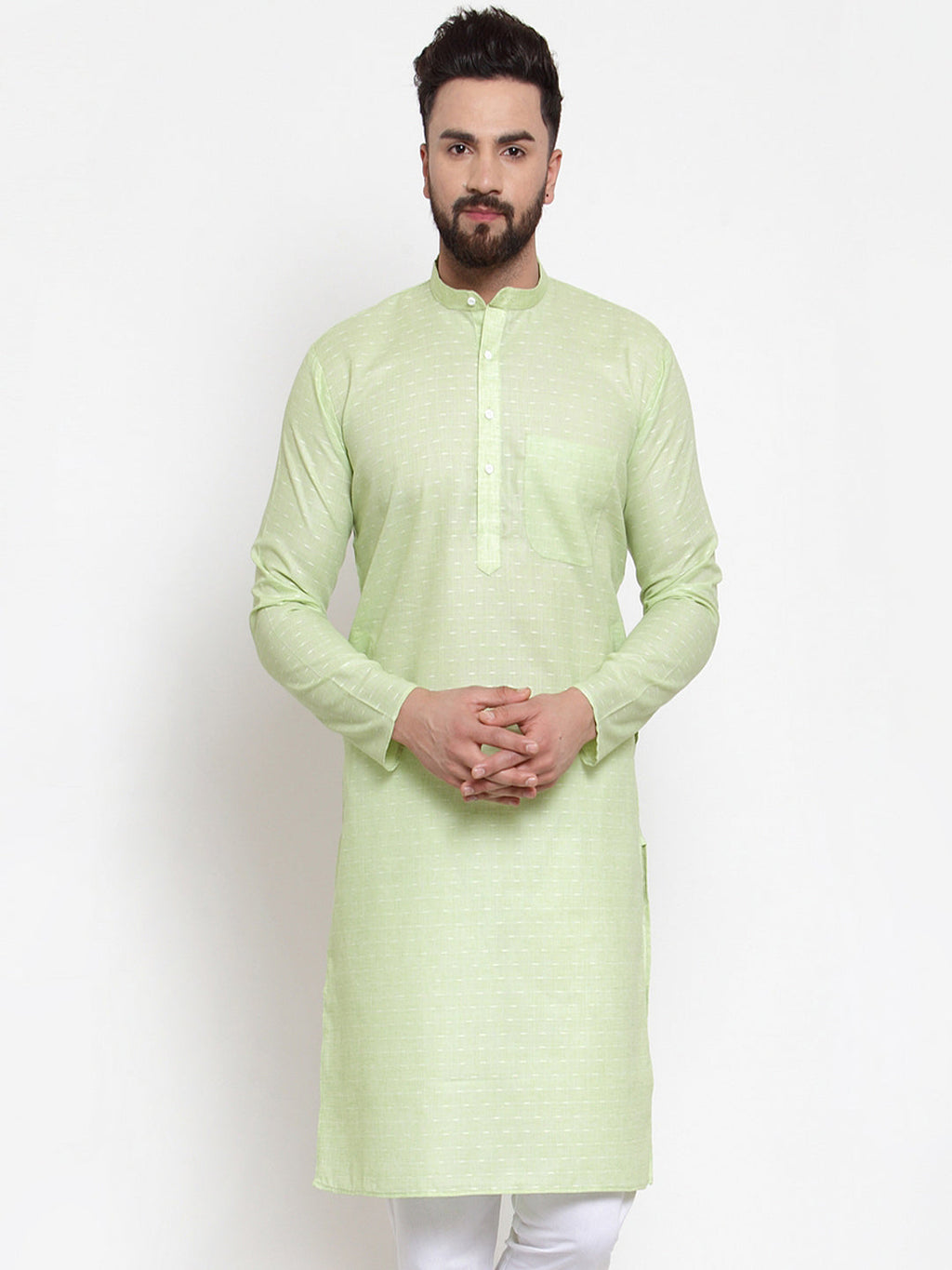 Jompers Men's Green Self-design Kurta Only