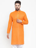 Jompers Men Orange & White Embroidered Kurta Only
