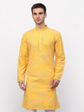 Jompers Men Mustard Chikankari Kurta Only