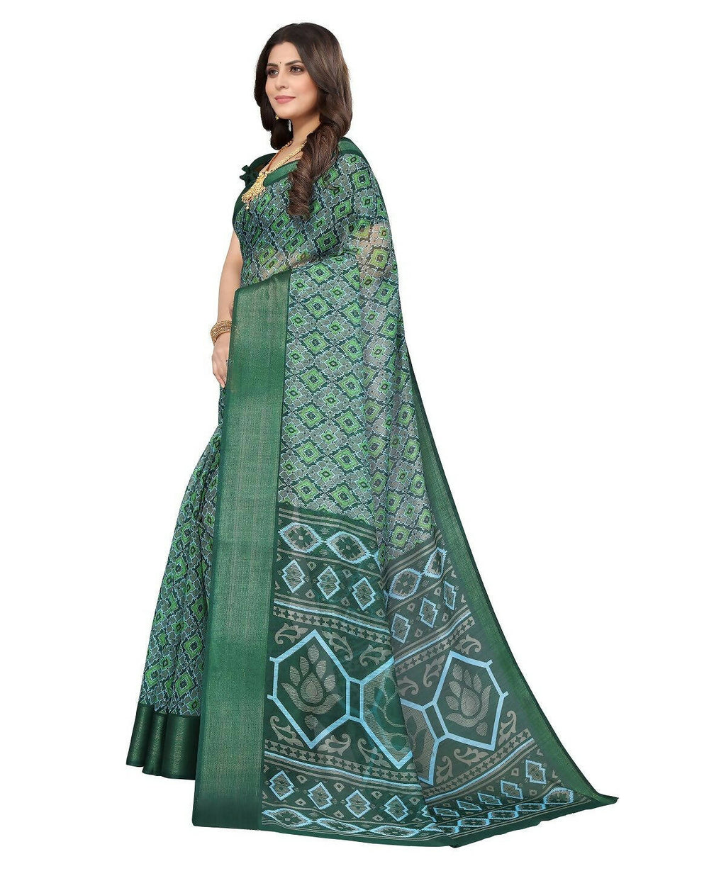 Vamika Cotton Green Jari Border Bollywood Style Saree (VASU GREEN)