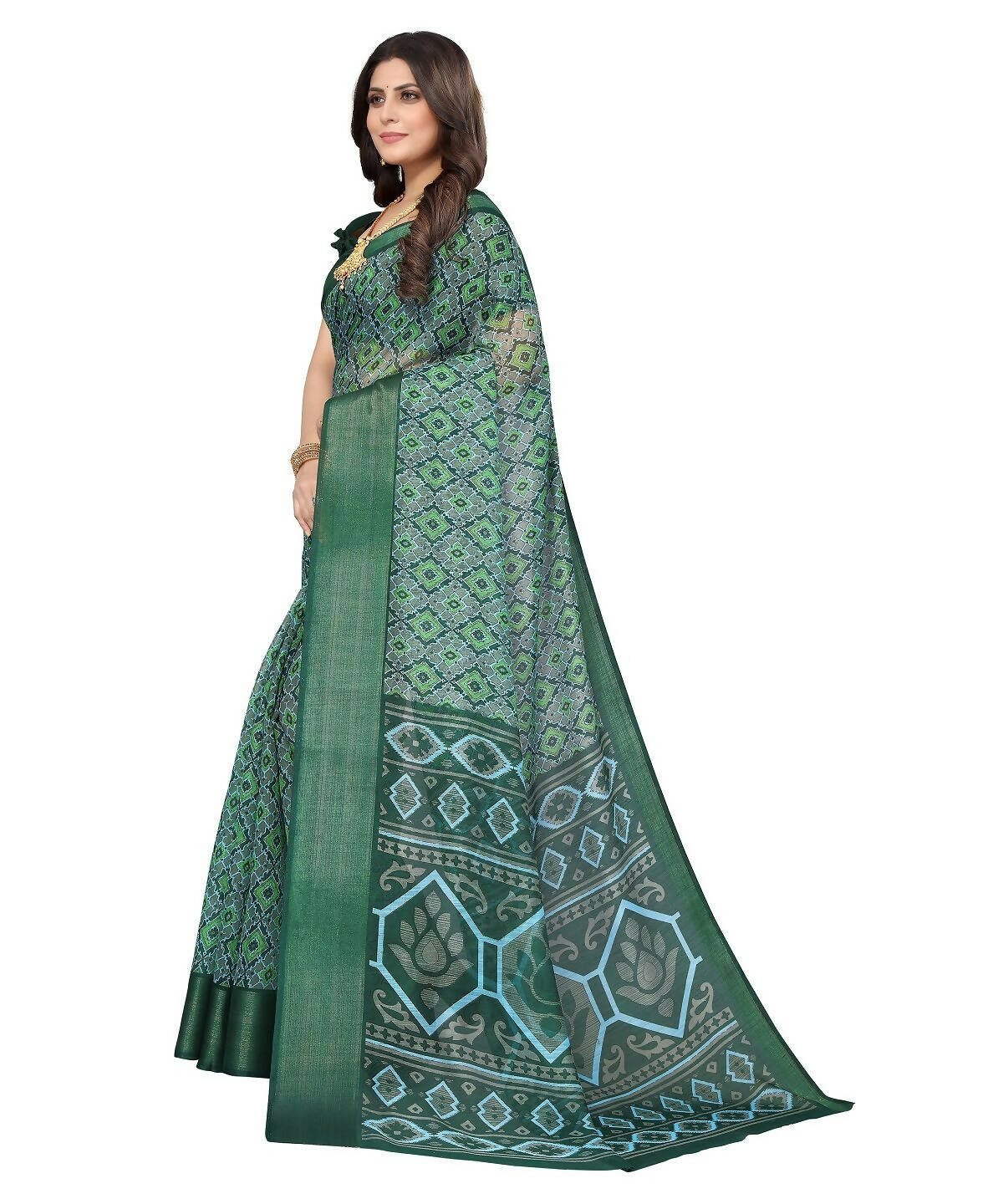 Vamika Cotton Green Jari Border Bollywood Style Saree (VASU GREEN)