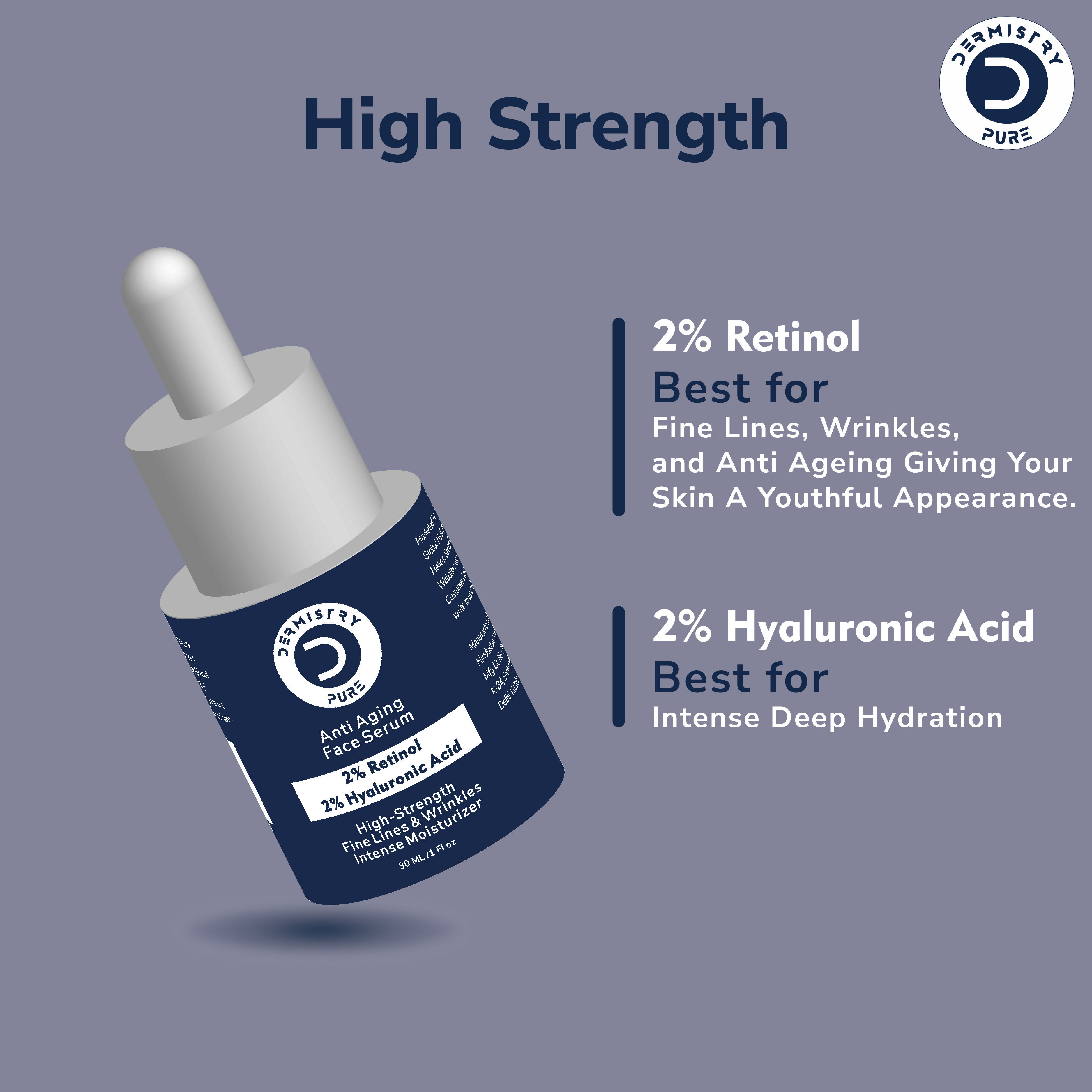 Dermistry 2% Retinol Hyaluronic Night Moisturizer Cream Serum For Anti Aging Fine Lines & Wrinkles