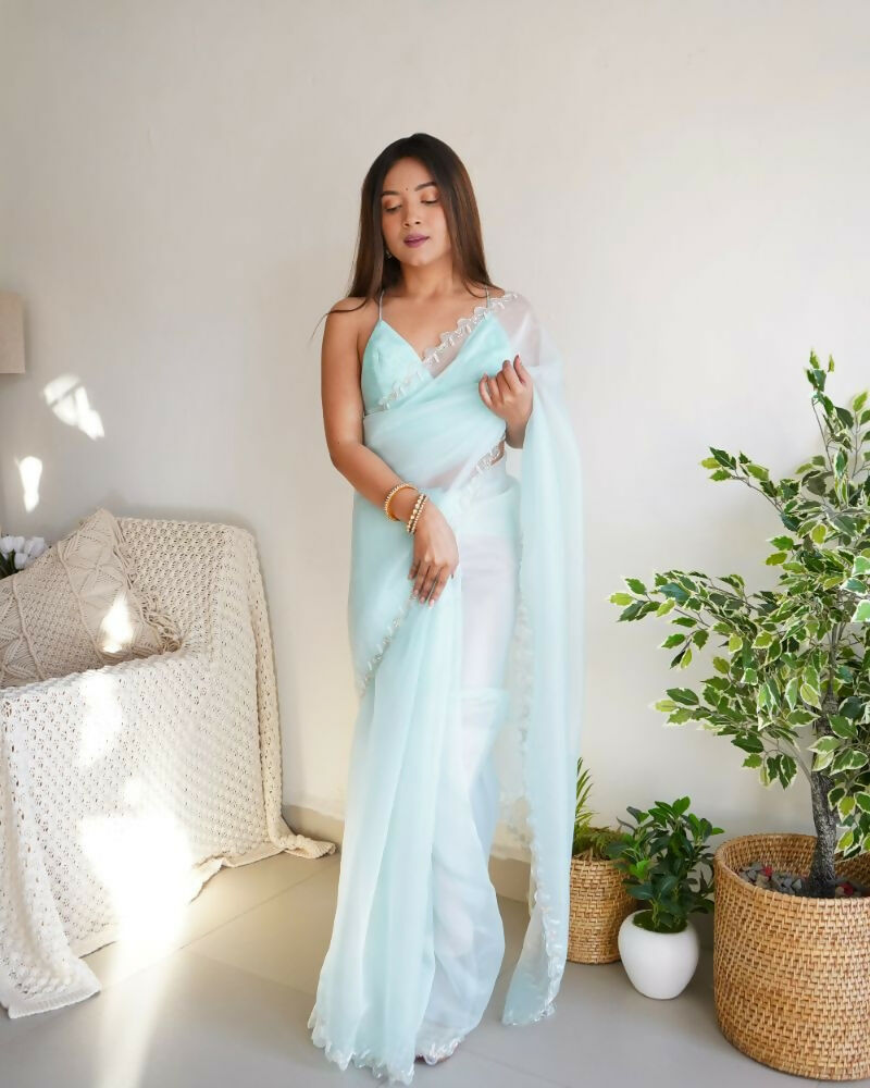 Vamsee Sheetal Sky Organza Saree