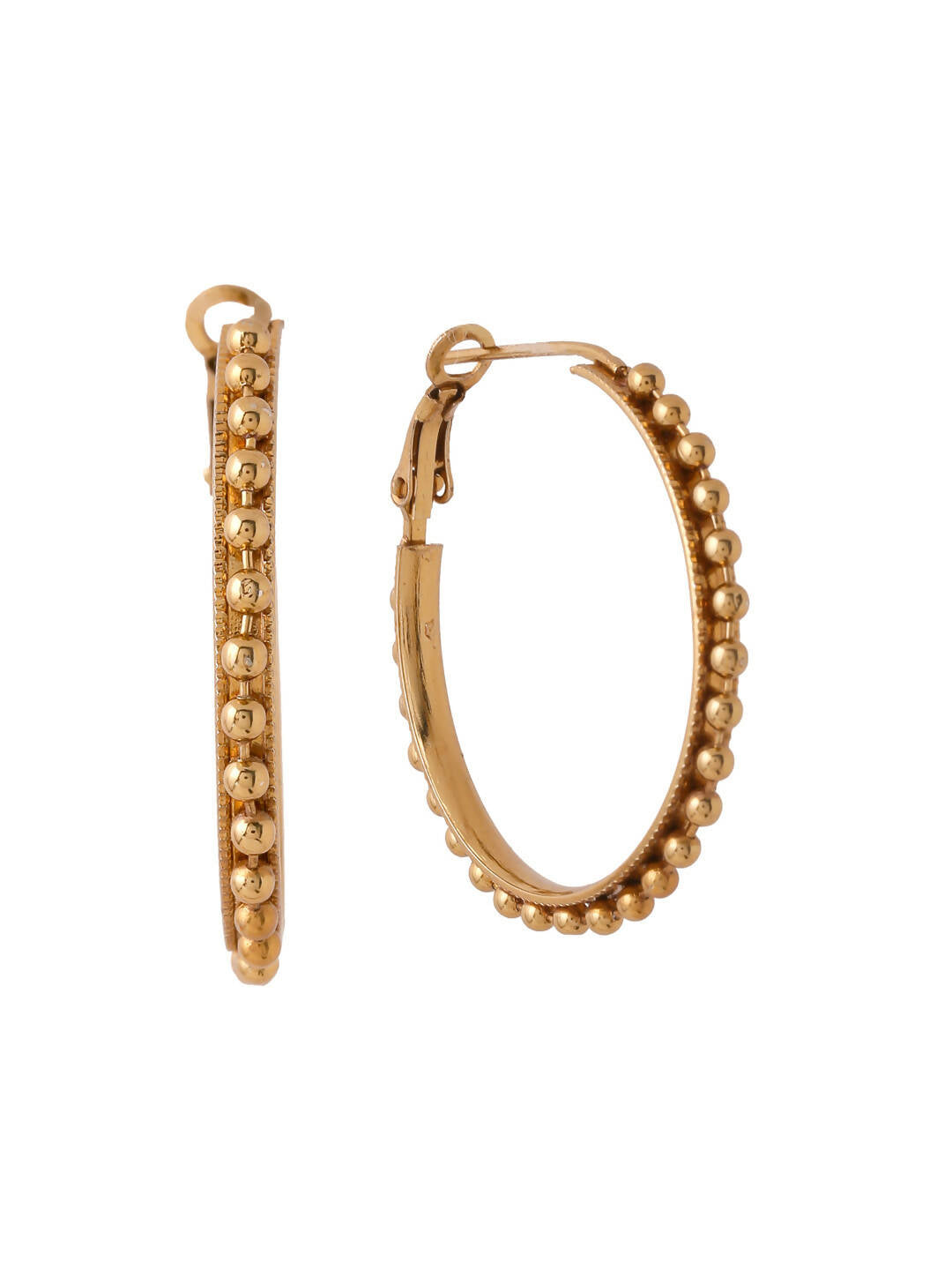 NVR Women Gold Toned Beaded Circular Earrings